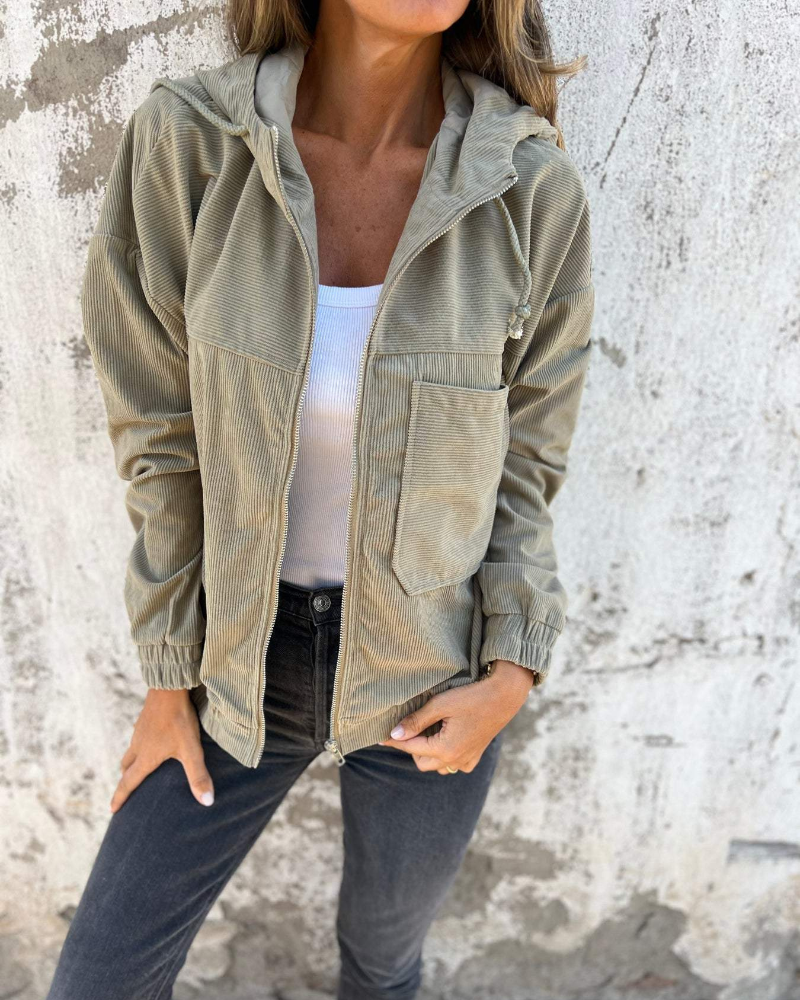 Veste en velours côtelé à capuche