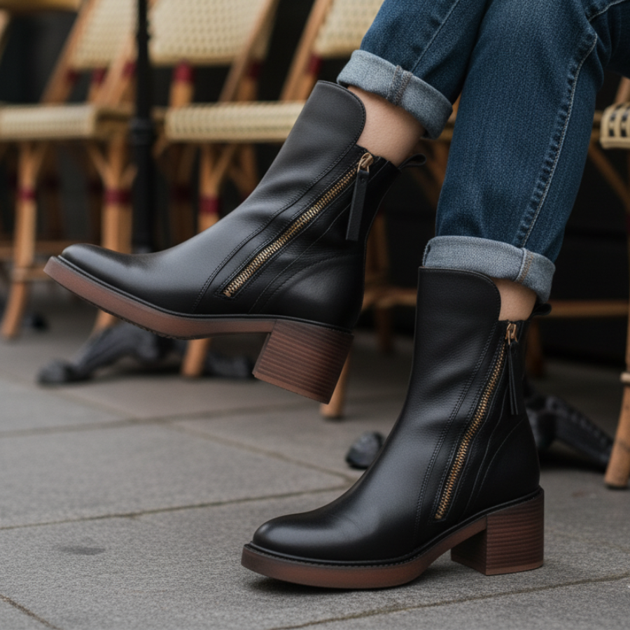 Monalis | Bottines en cuir noir