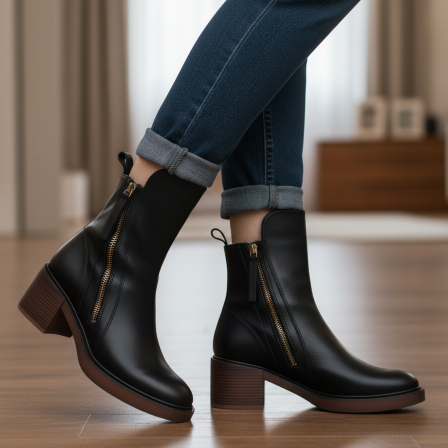 Monalis | Bottines en cuir noir
