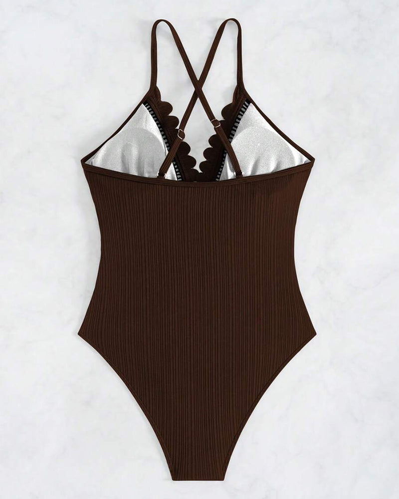 Maillot de Bain Monopièce Uni Sexy Découpé