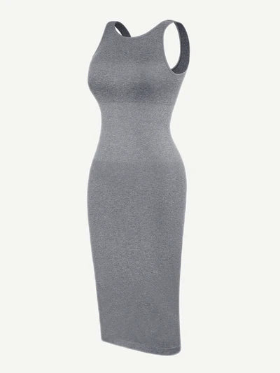 Robe sculptante à manches courtes, effet seconde peau