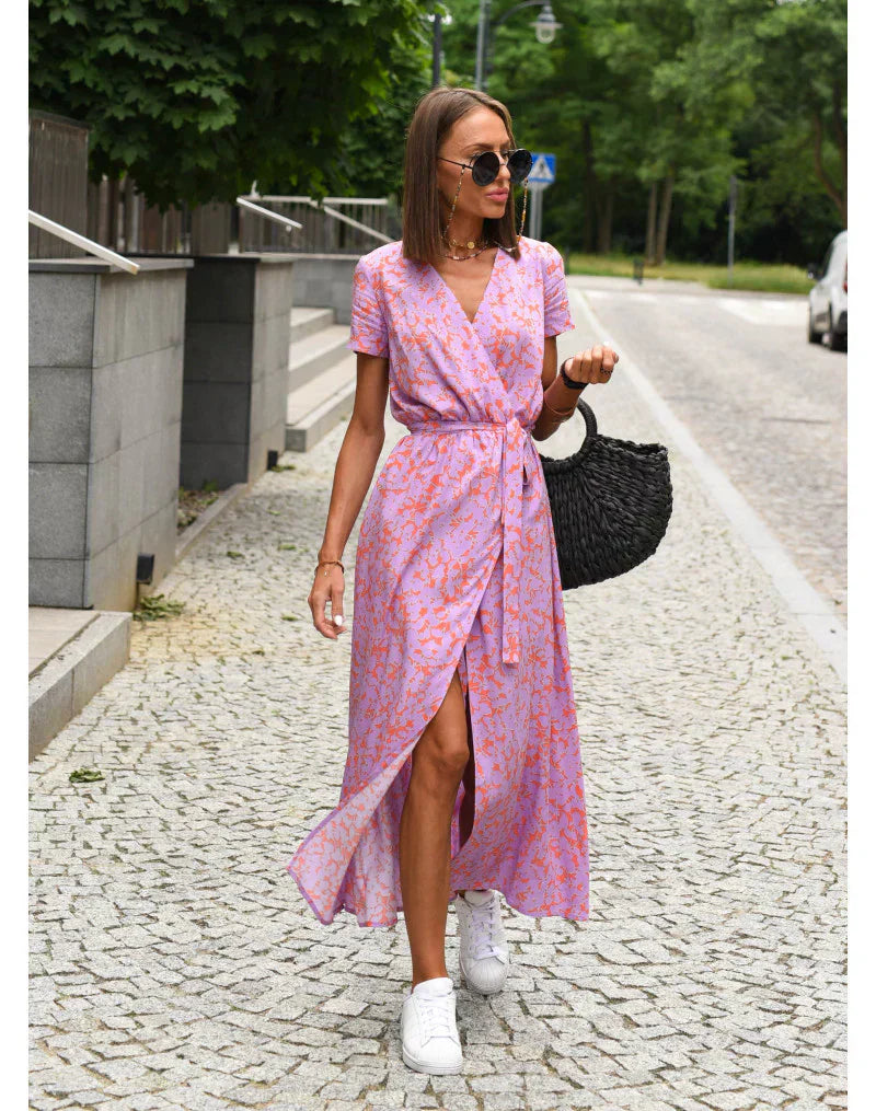 Robe élégante à col en V