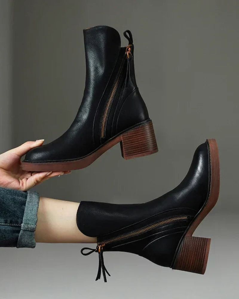 Monalis | Bottines en cuir noir