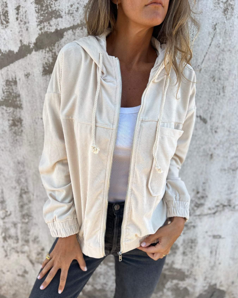 Veste en velours côtelé à capuche