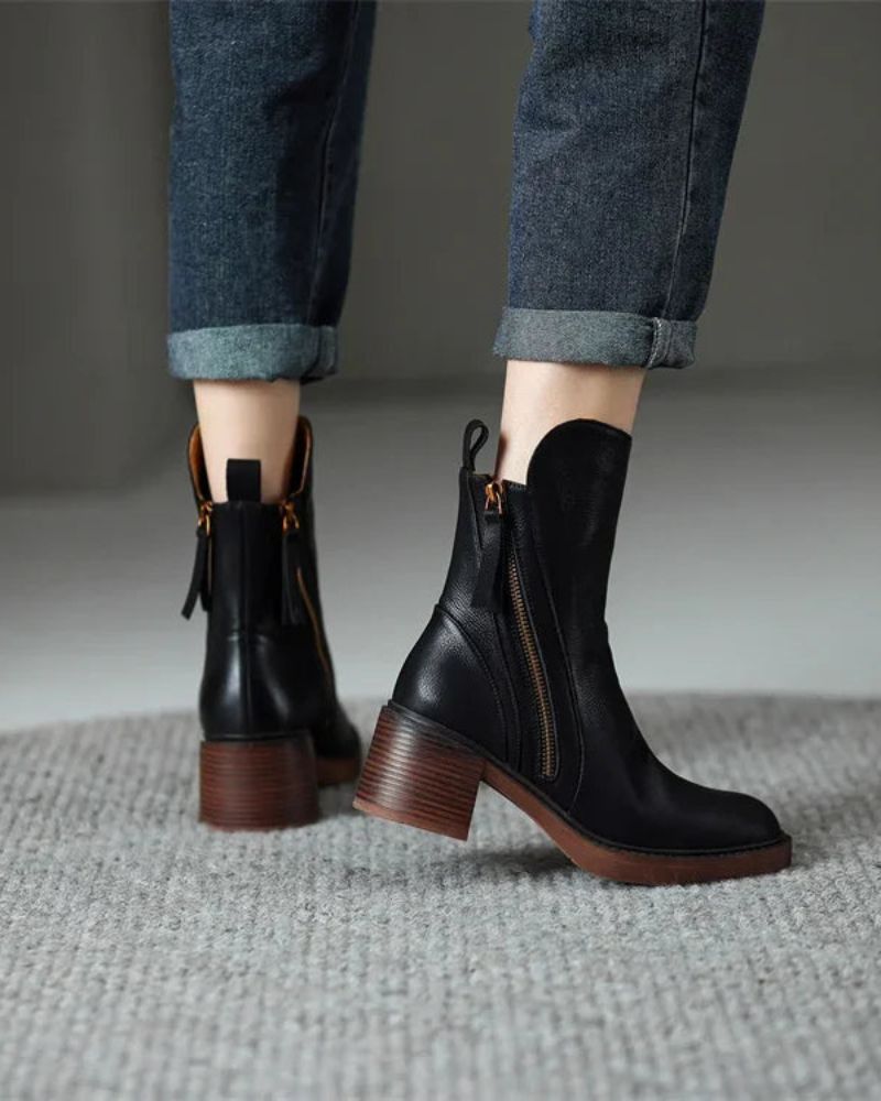 Monalis | Bottines en cuir noir