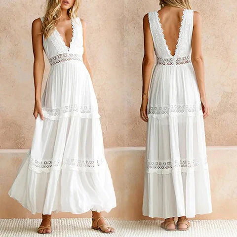 Robe en Dentelle à Décolleté