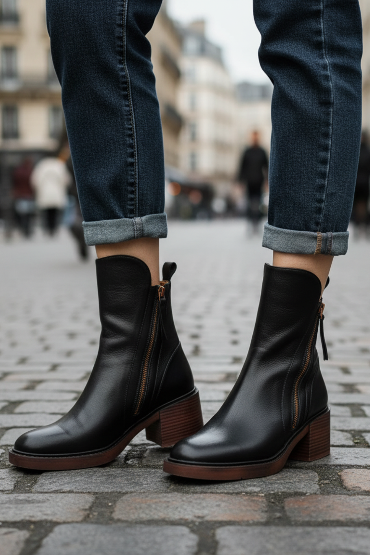 Monalis | Bottines en cuir noir