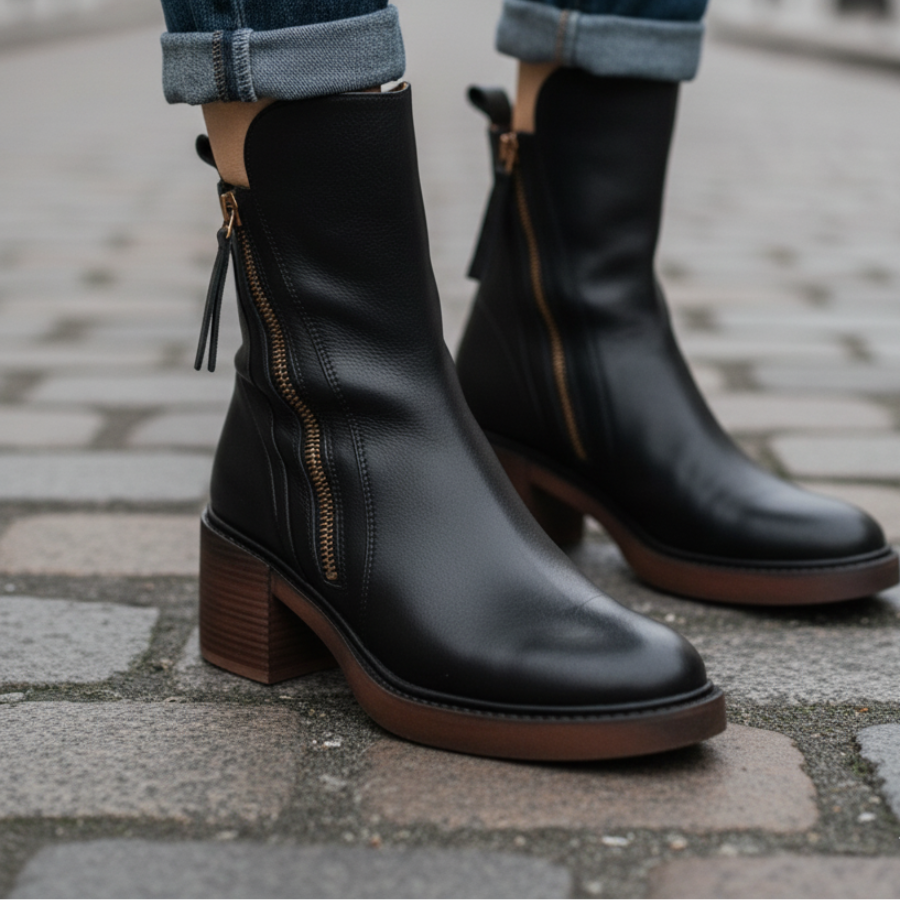 Monalis | Bottines en cuir noir