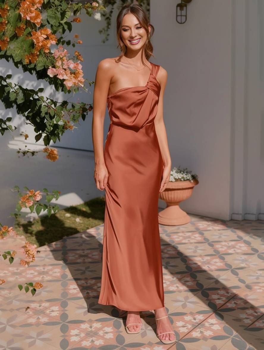 Robe longue en satin