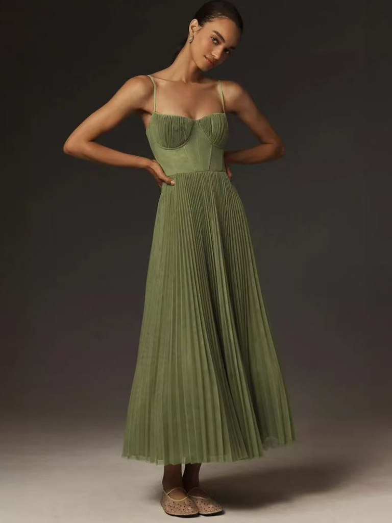 Robe Midi Bustier Plissée