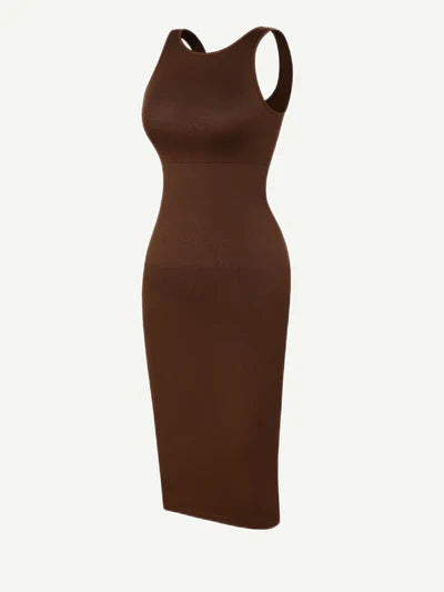 Robe sculptante à manches courtes, effet seconde peau