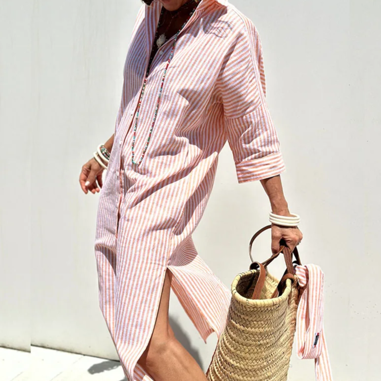 Robe chemise à rayures élégante