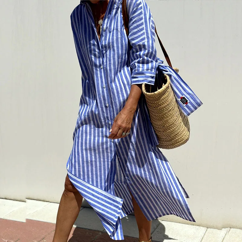 Robe chemise à rayures élégante