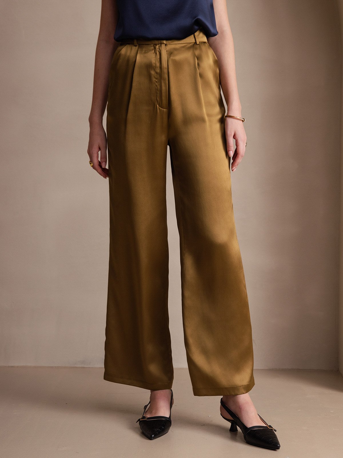 Pantalon de costume en soie classique et tendance